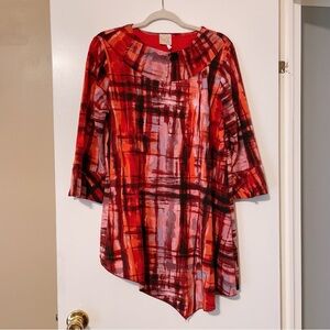 Zadie B’s Red Plaid Asymmetrical Tunic Top Size L